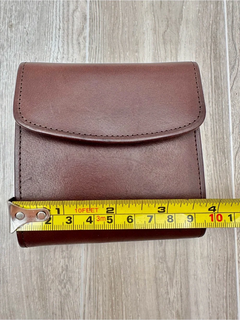 Vintage COACH Brown Leather Trifold Kiss-Lock Wallet Coin Purse 1995